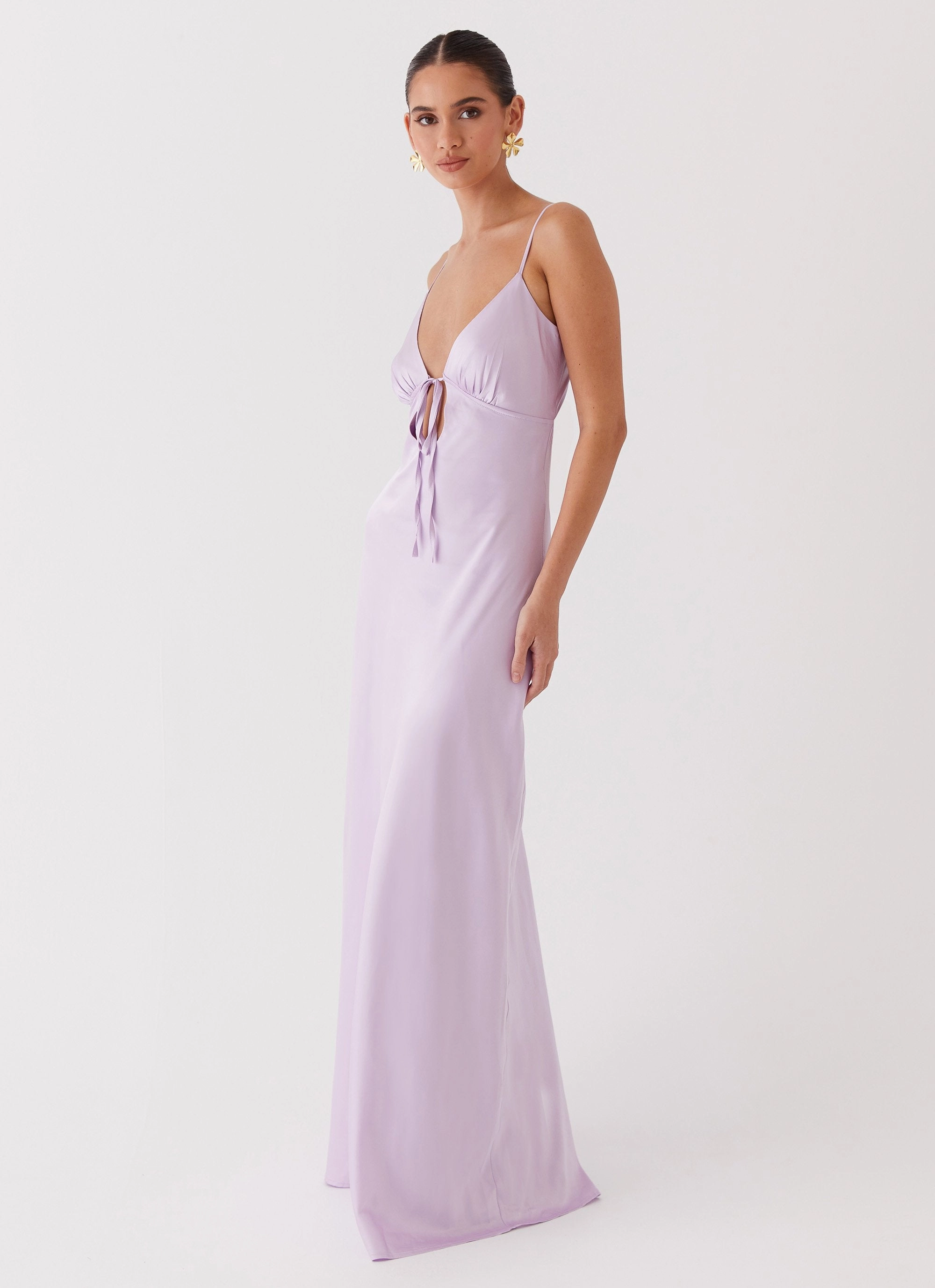 Bold Pattern Flora Satin Maxi Dress - Lilac