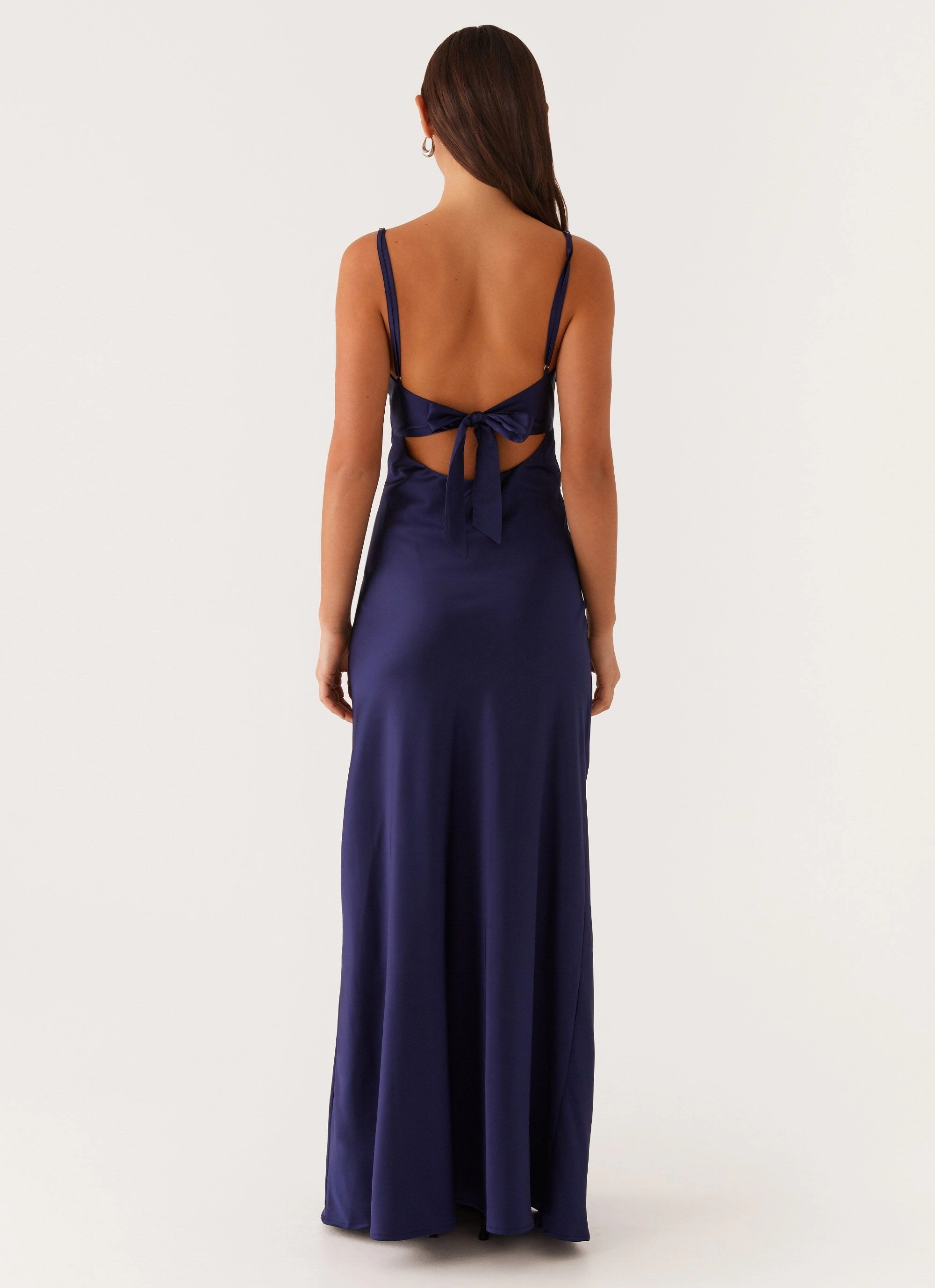 Life Soft Flora Satin Maxi Dress - Navy