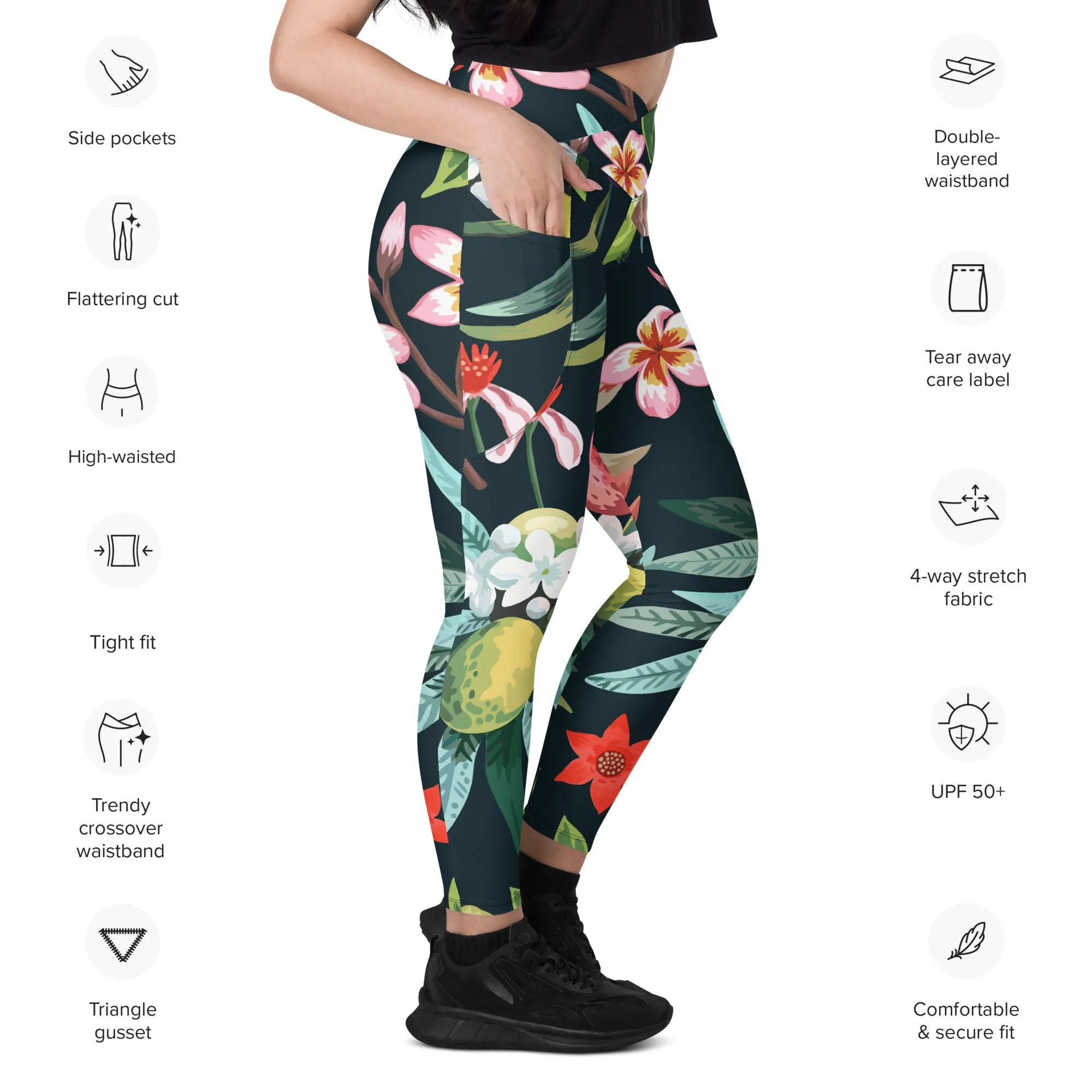 Floral Print Leggings with Pockets, lioness-love