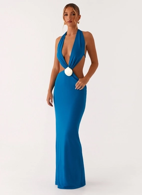 Cool Finish Flossy Maxi Dress - Royal Blue