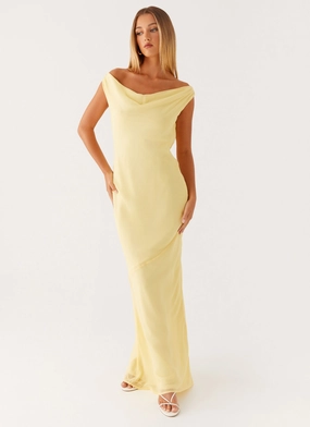Chill Design Brittany Chiffon Maxi Dress - Pastel Yellow