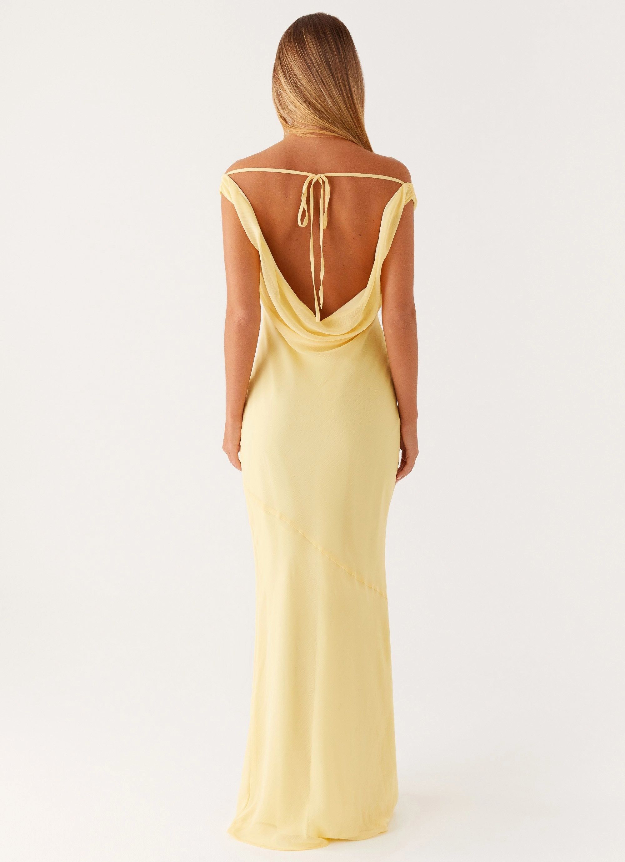Fall Tone Chic Direction Brittany Chiffon Maxi Dress - Pastel Yellow