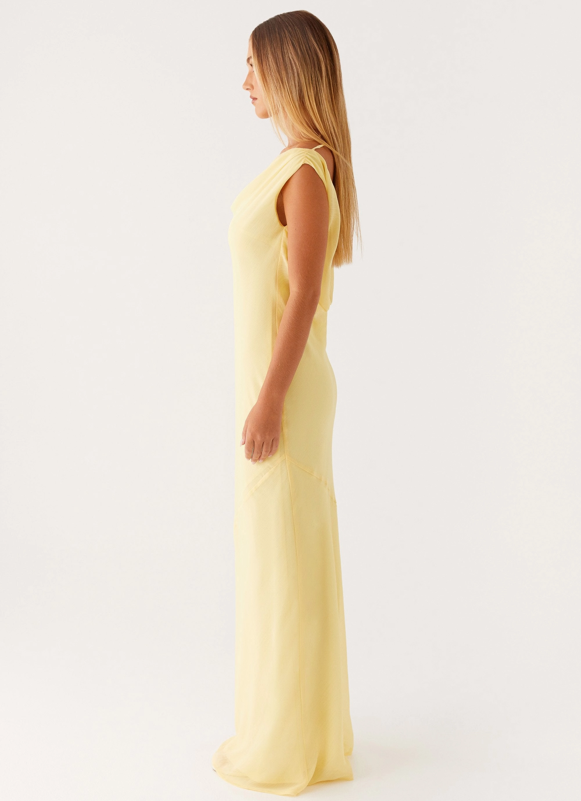 Brittany Chiffon Maxi Dress - Pastel Yellow flattering appearance Versatile Comfort