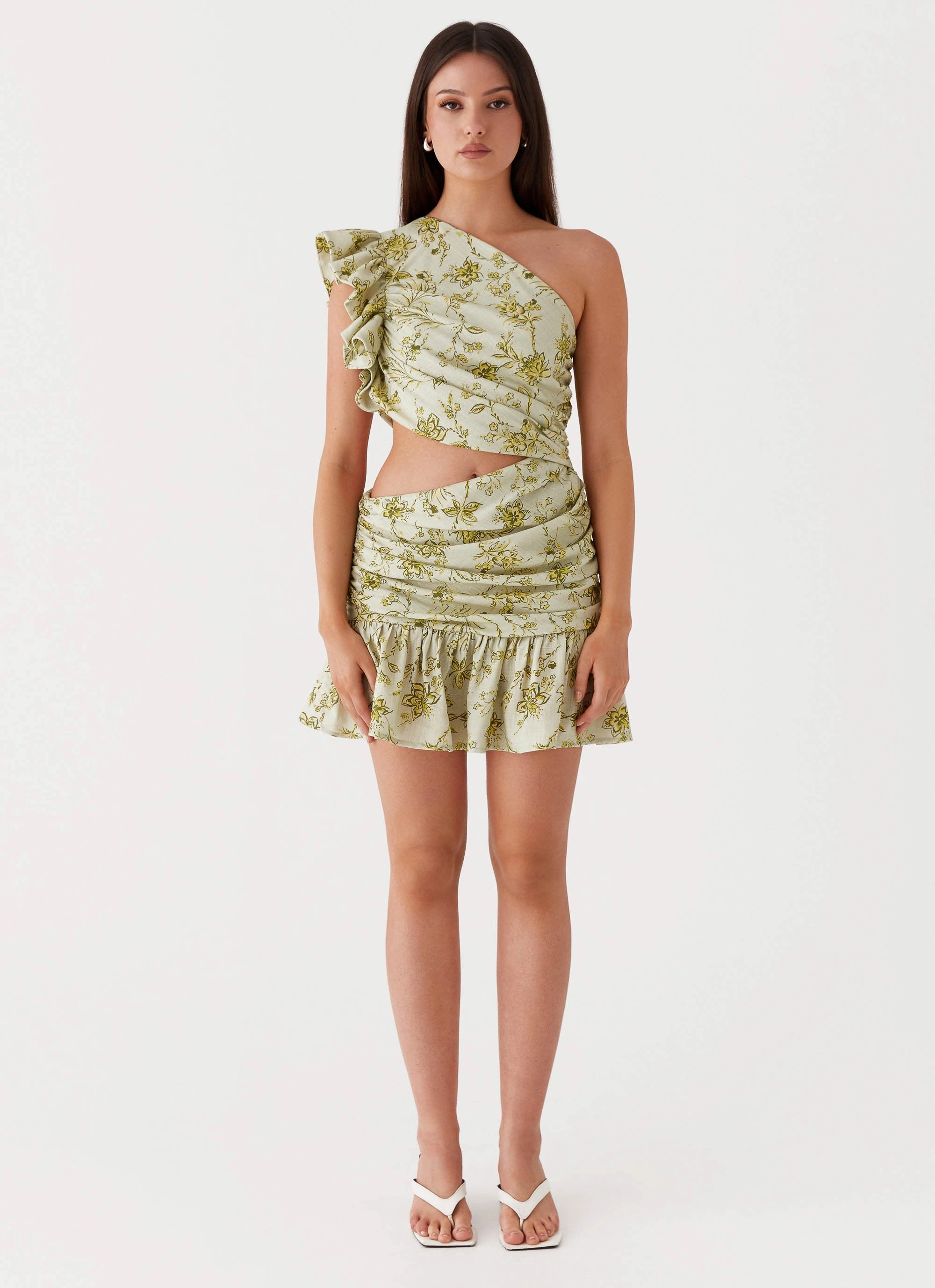 Modern Silhouette Maisie Linen Mini Dress - Sage Floral
