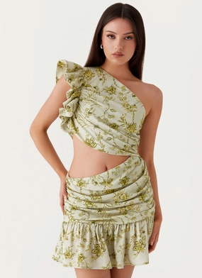 Maisie Linen Mini Dress - Sage Floral Versatile Fit