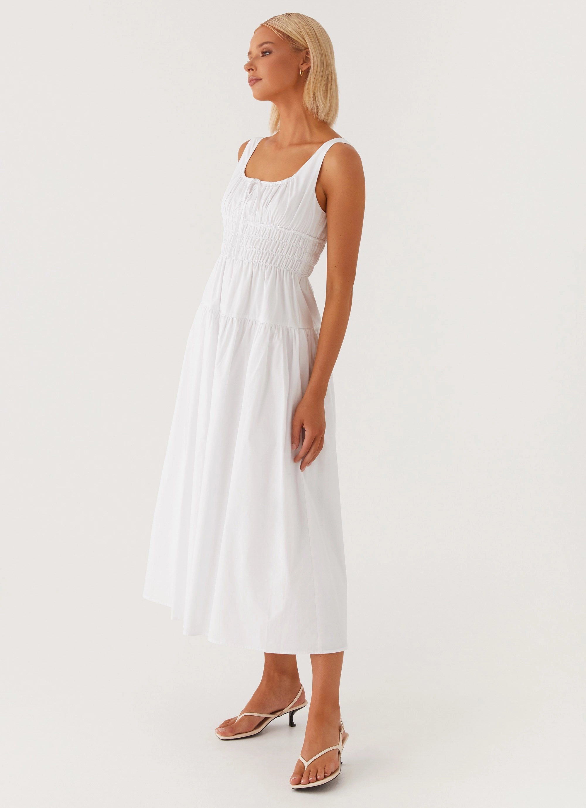ConvertibleNeckline Jacintha Midi Dress - White