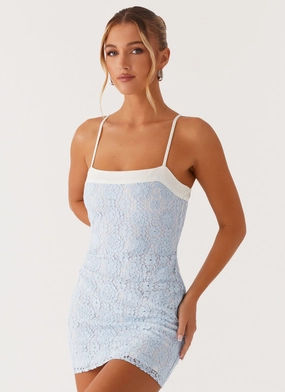 For Keeps Mini Dress - Blue Autumn Ready Timeless office dress