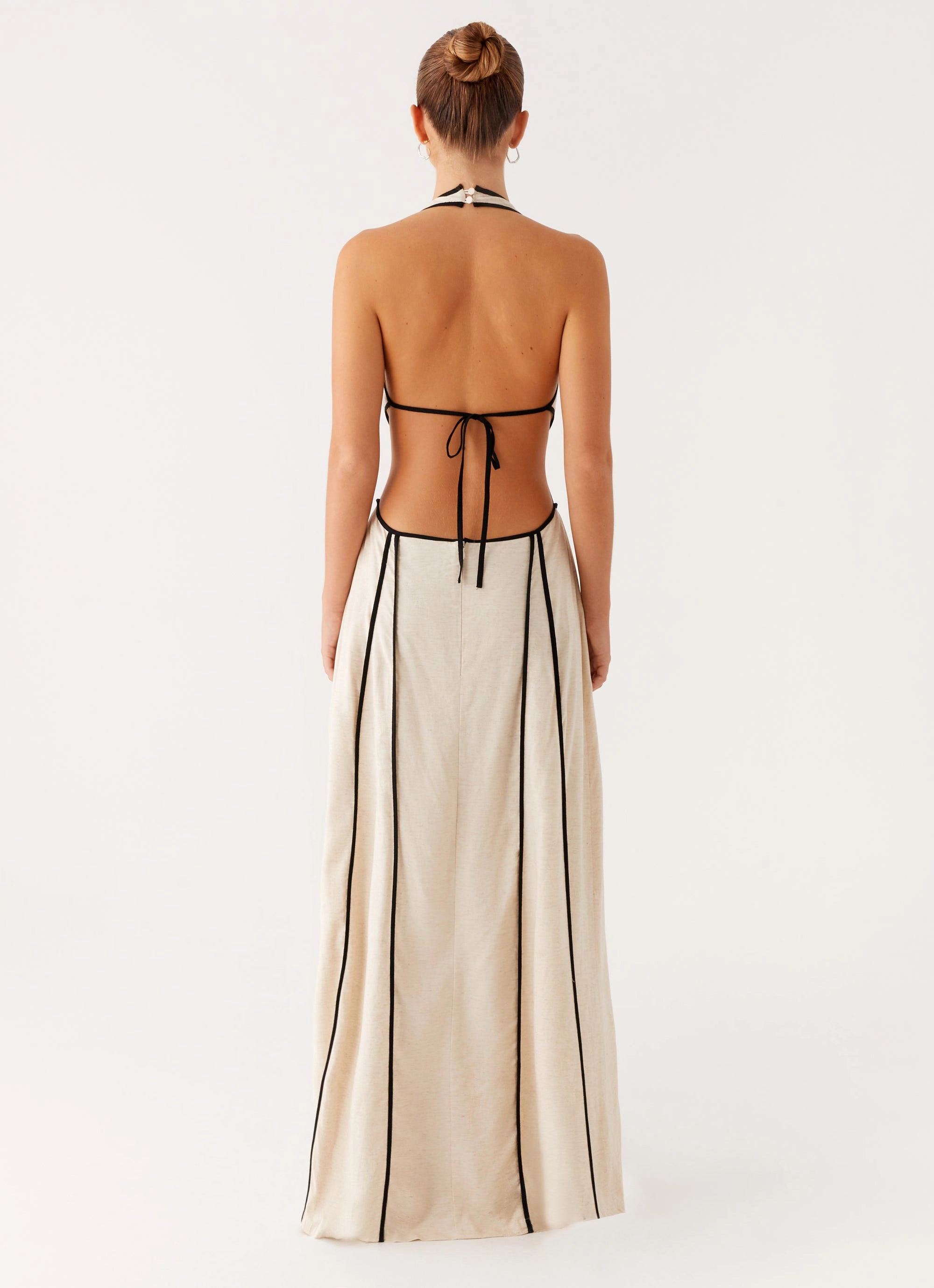 Fitted Neat Coastal Chic Sonnet Maxi Dress - Oatmeal