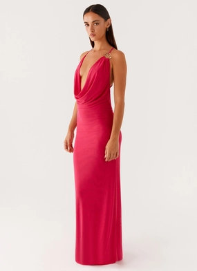 Feel Good Casual-Look Game Player Maxi Dress - Hot Pink