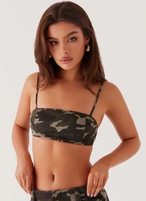Underground Lust Crop Top - Camo RecycledPolyesterBlend TumbleDryFriendlyMaterial