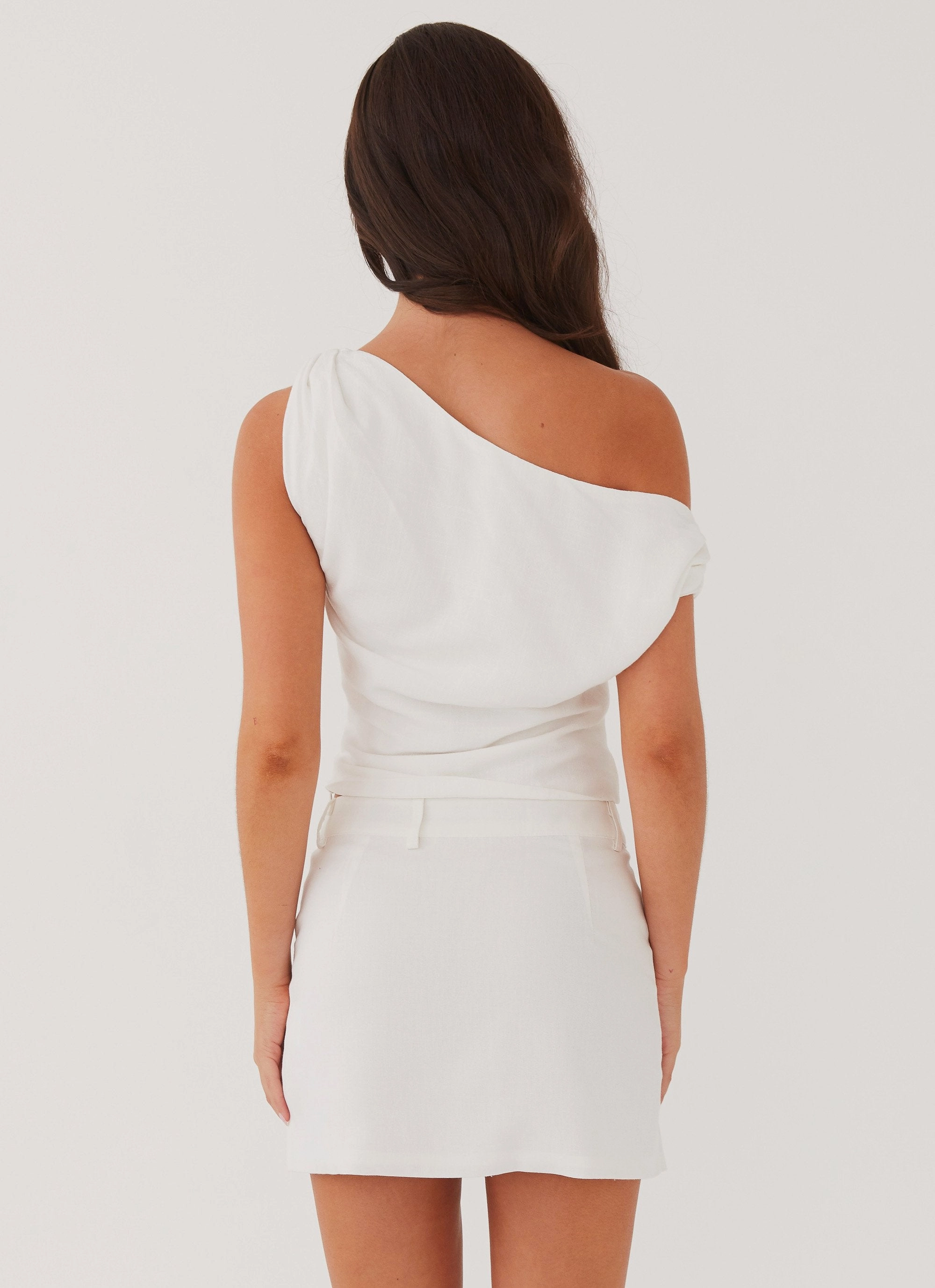 Marissa Linen One Shoulder Top - White Sporty Style Fashionable Look