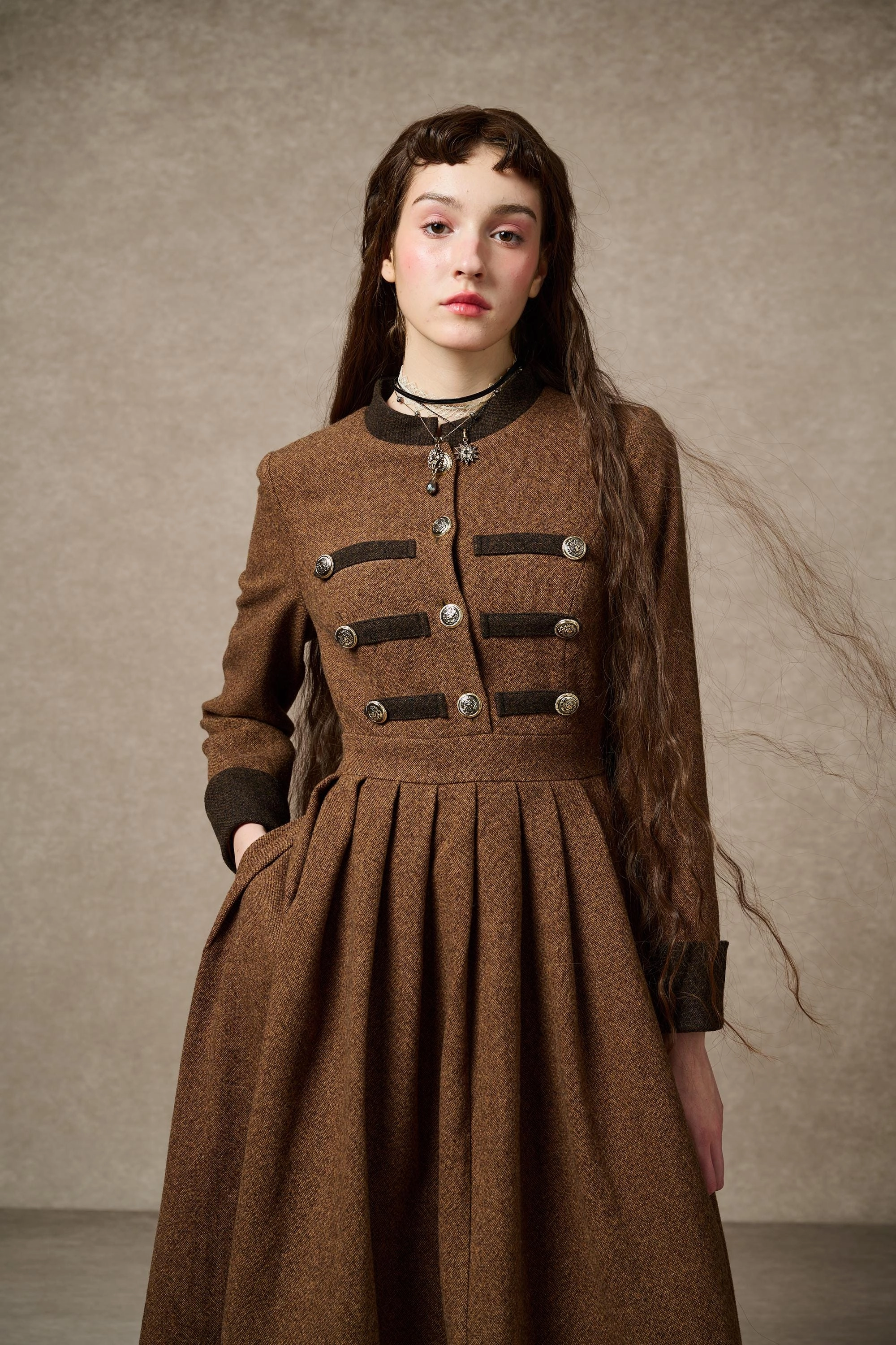 TouchscreenCompatiblePockets Willow 27 | green wool dress
