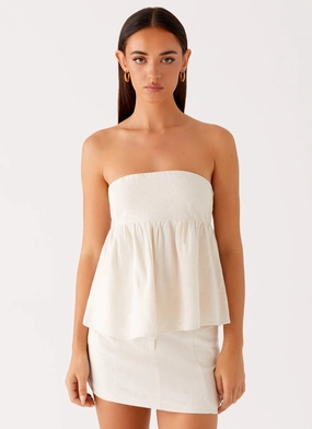 Cassie Tube Top - Oat Basic Dress Reinforced Hems