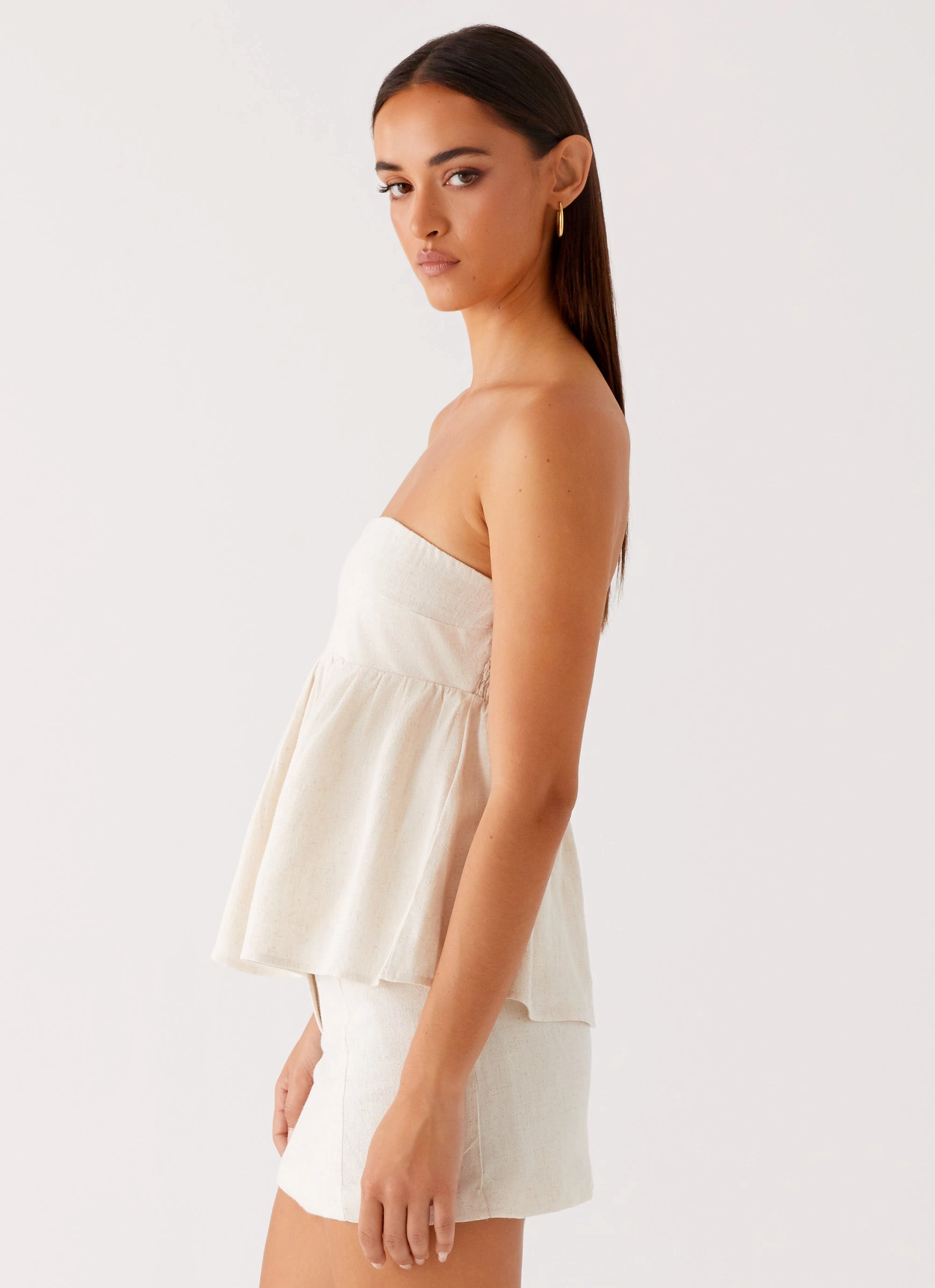 Cassie Tube Top - Oat Reflective Detailing