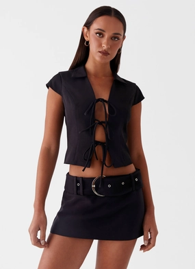 Temperature control Eadie Tie Front Top - Black