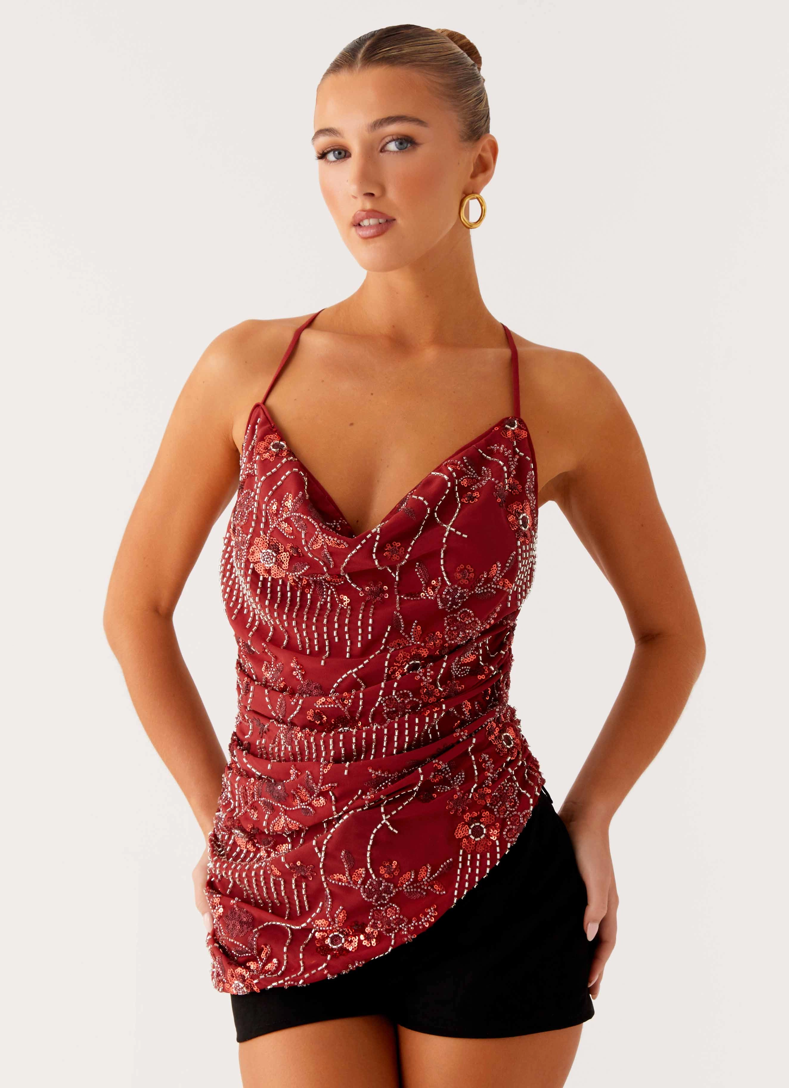 Modern Polo MoistureControl Lost In The Tide Beaded Top - Rust