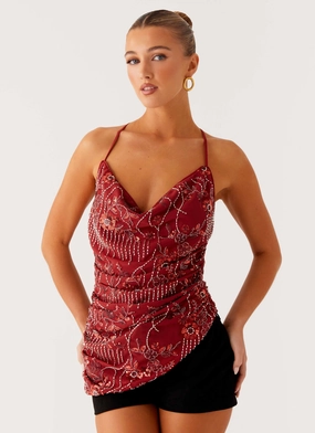 Modern Polo MoistureControl Lost In The Tide Beaded Top - Rust