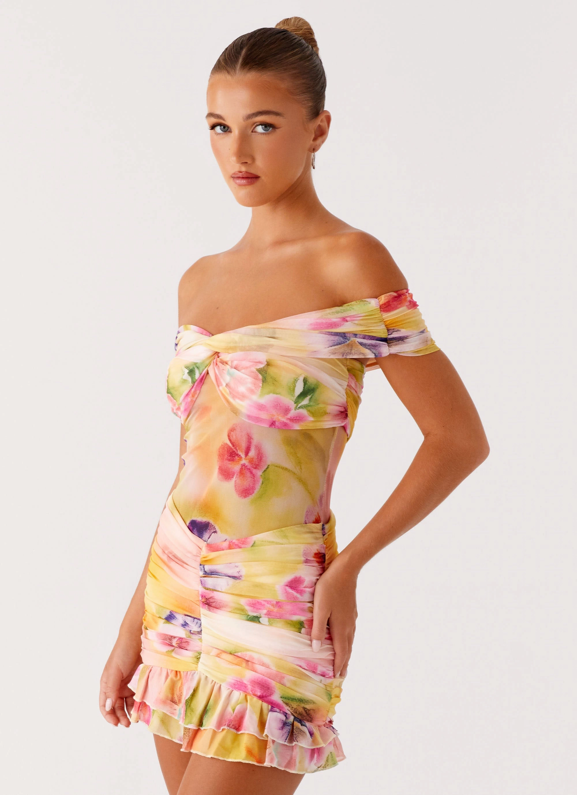Classic Cut Bodycon Fit Frances Mini Dress - Sunburst Floral