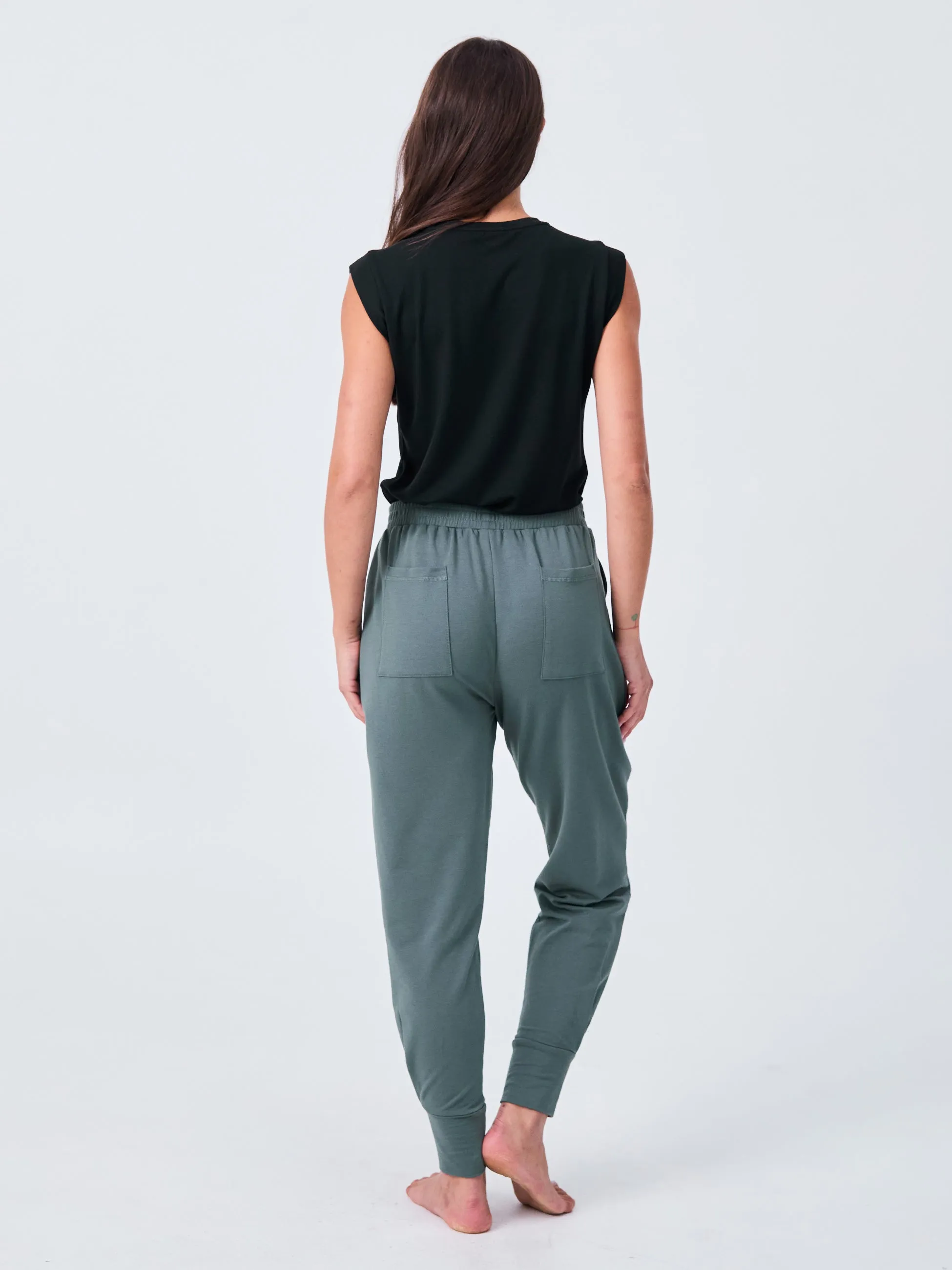 French Terry Side Pleat Jogger Jogger - Sage