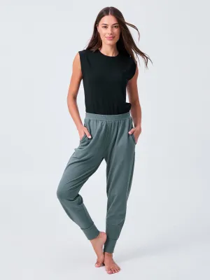 French Terry Side Pleat Jogger Jogger - Sage