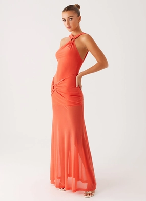 Vintage Style Spring Garden Kavala Maxi Dress - Coral