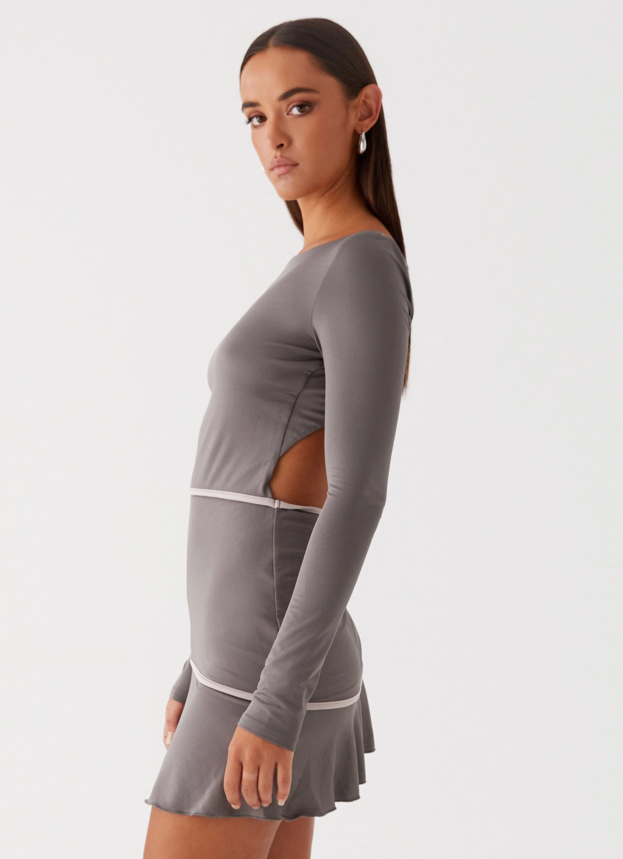 French Flirt Mini Dress - Charcoal Lounge Cut