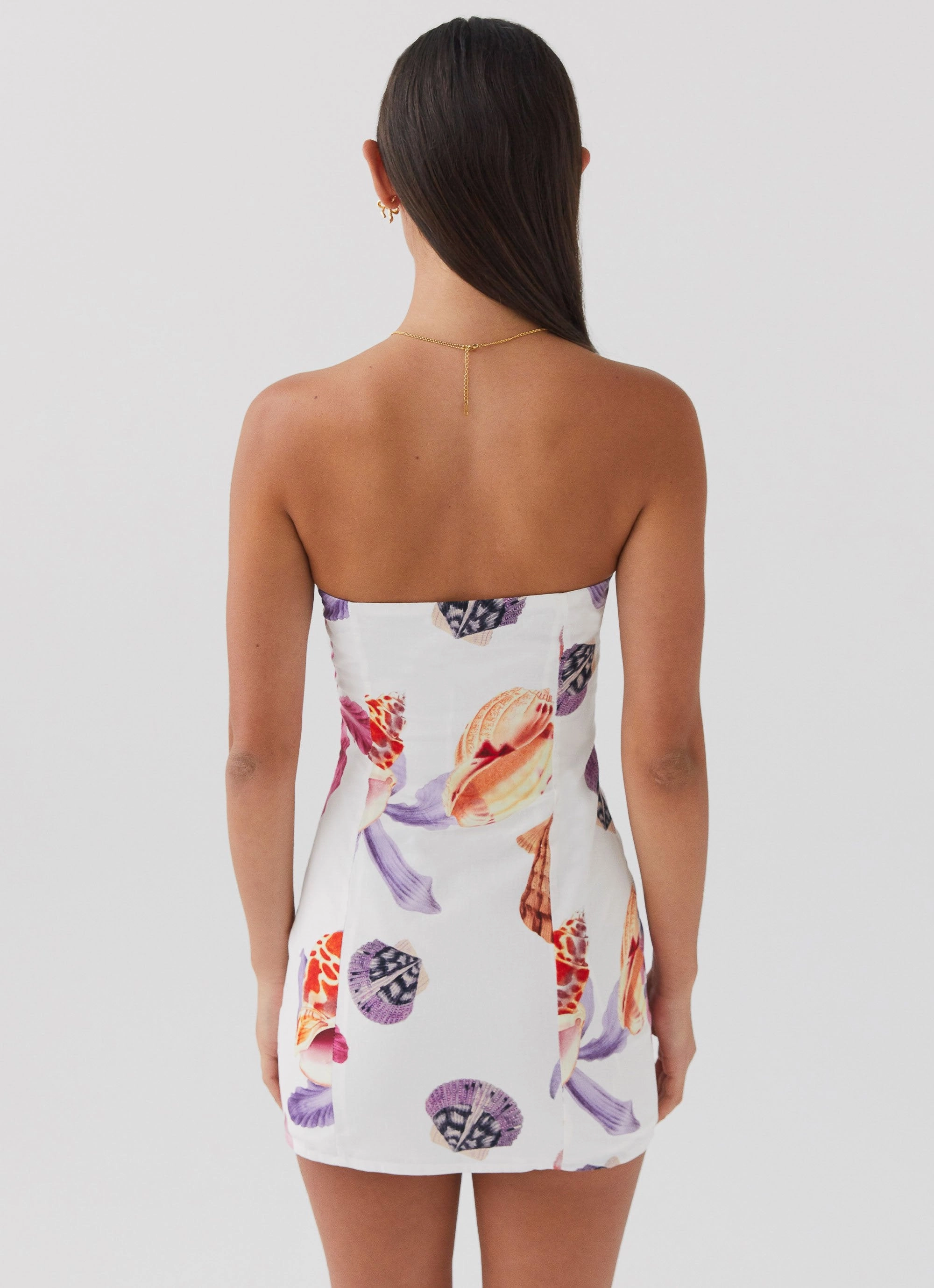 Freya Linen Mini Dress - Seaside Bouquet Sleek Volume Flattering Shape Look