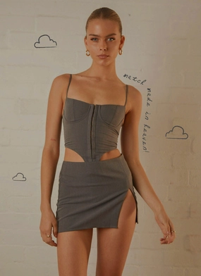 TearResistantWeave ReflectiveDetails Maggie Bustier - Charcoal