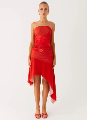 Think About It Midi Dress - Fire Red Warm-Layer