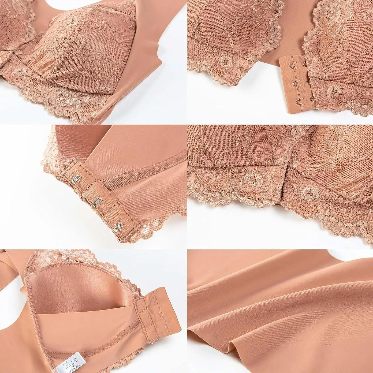 Front Closure Lace Bras for Women No Underwire Push Up Bras Full Coverage Push Up Bralettes Front Close Hook Bras