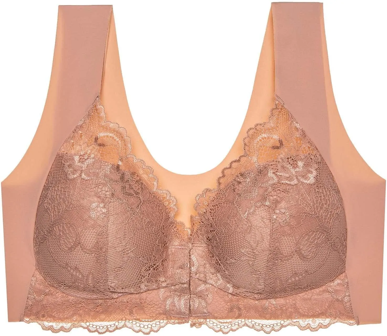 Front Closure Lace Bras for Women No Underwire Push Up Bras Full Coverage Push Up Bralettes Front Close Hook Bras