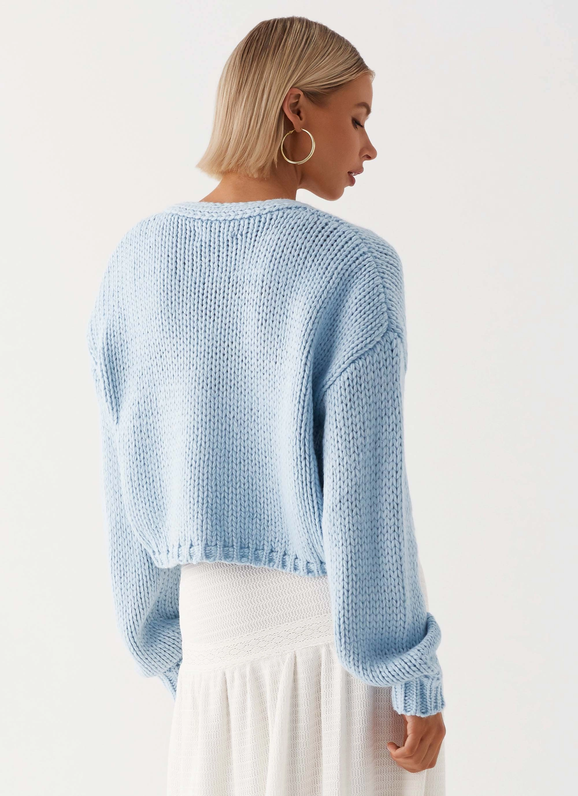 Eco Certified Textiles Water Resistant Coat Jasleen Knit Cardigan - Blue
