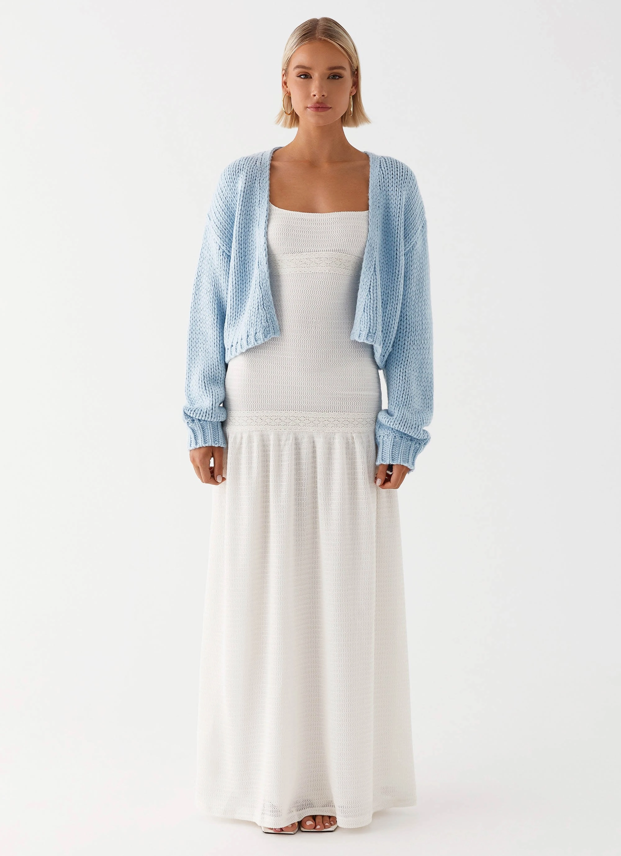 Abrasion Proof Shoulders Seam Sealed Construction Jasleen Knit Cardigan - Blue