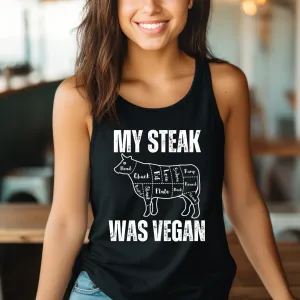 Funny Tank Top  for Steak Lover gift for Meat Lover Shirt for Carnivore T Shirt My Steak Was Vegan Tank Tops Second Hand Vegan