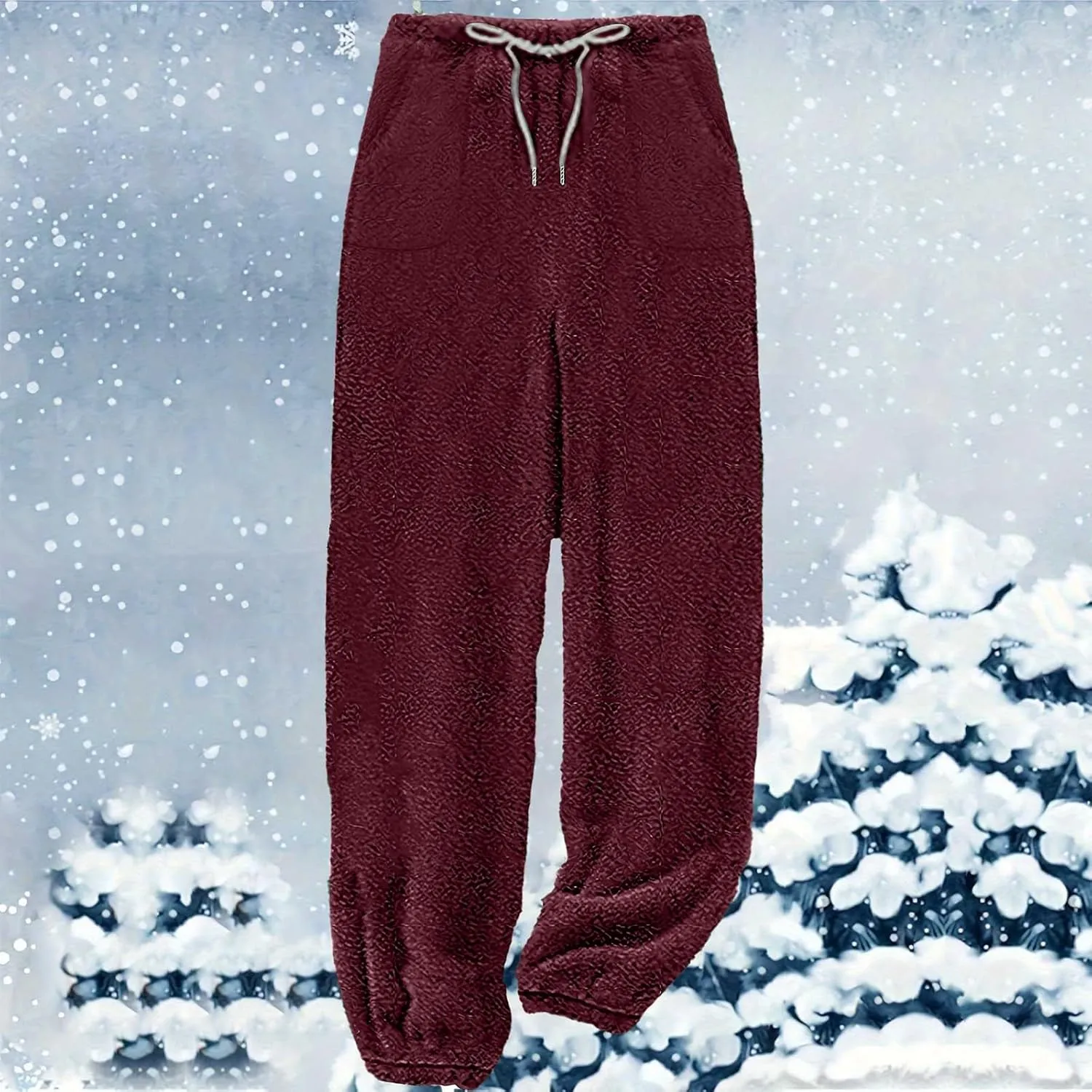 Furry Pants for Women Plus Size Pajamas Pants Fluffy Lounge Pants Plush Jogger Pants Casual Winter Pj Pants Trousers