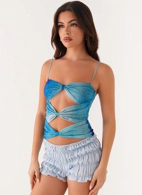 WaterRepellent Finish Future Cut Out Top - Blue Tie Dye