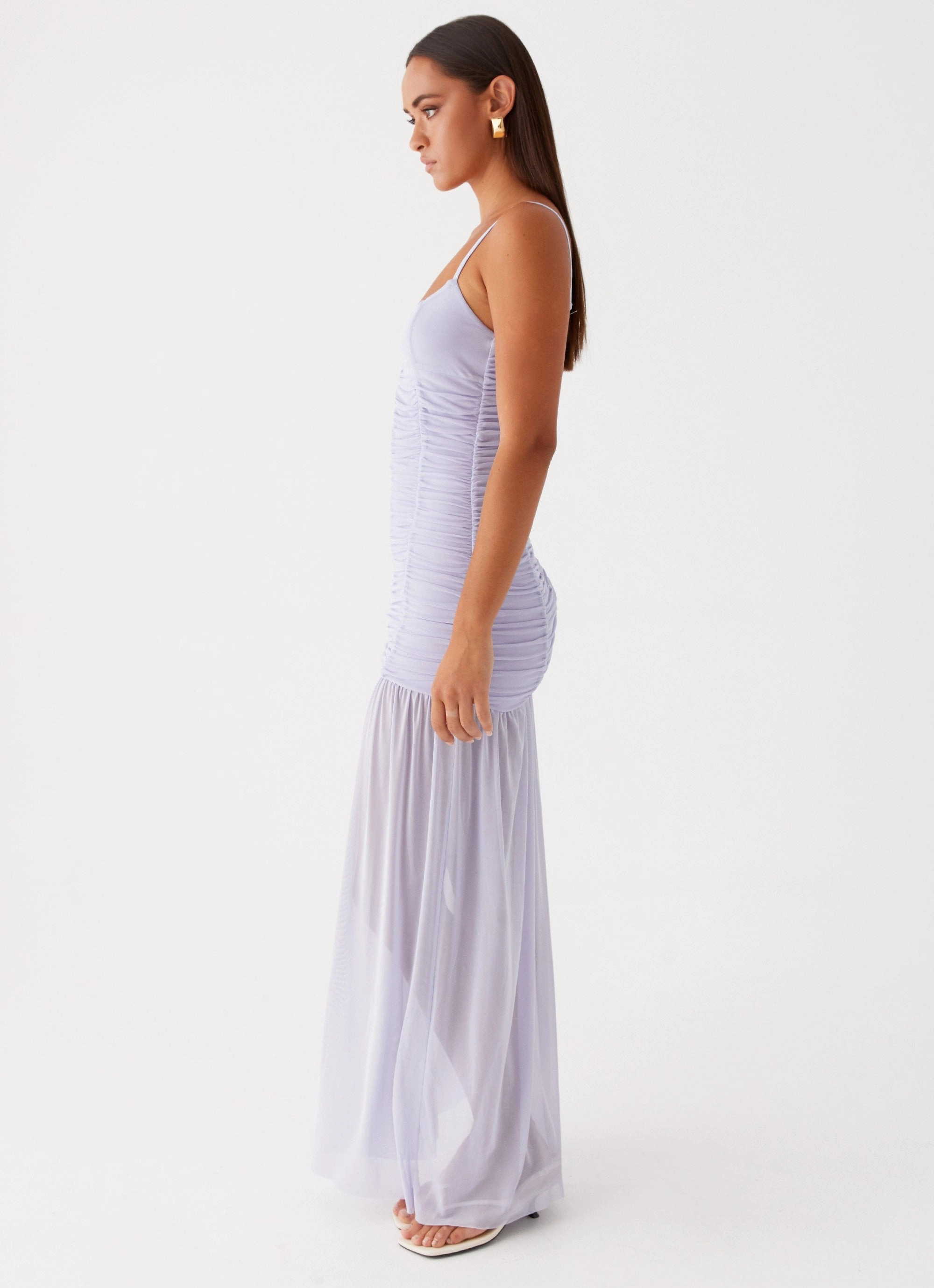 Dark Tones Constance Mesh Maxi Dress - Lavender