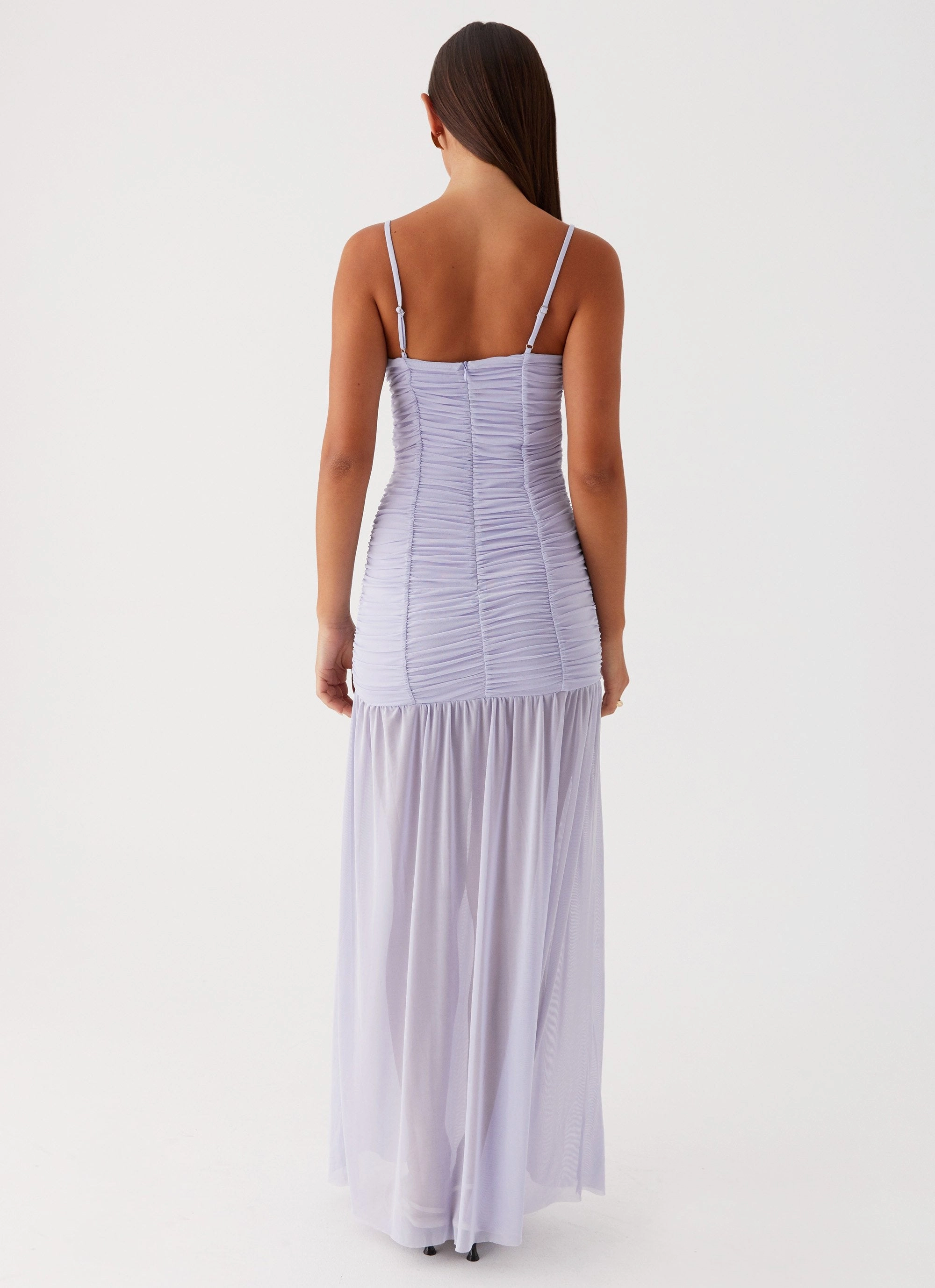 Constance Mesh Maxi Dress - Lavender Polished Details Vibrant Look