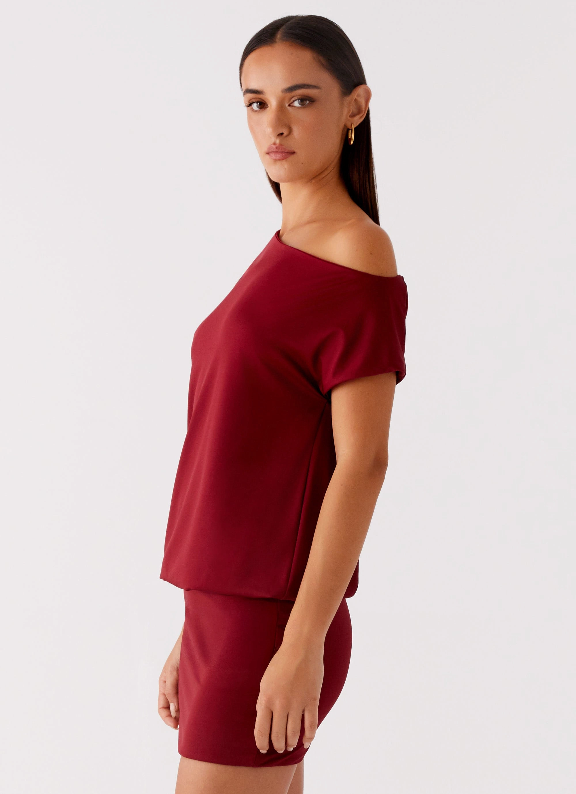 Paulie Mini Dress - Maroon Casual weekend dress Machine-washable