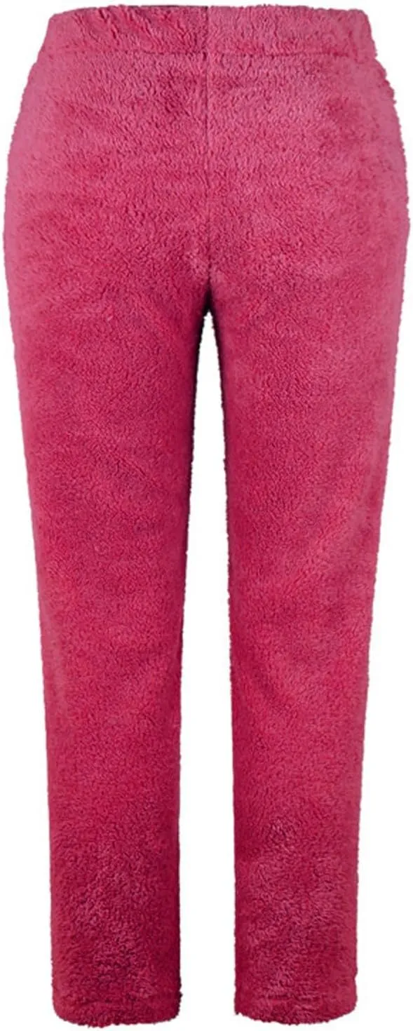 Fuzzy Pajama Pants Track Pants Women Fleece Low Rise Casual Lounge Track Pants Winter Warm Straight Leg Pj Pants