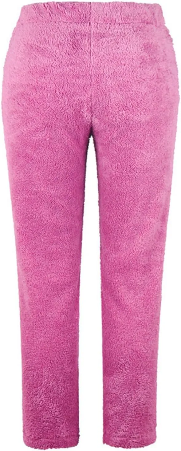 Fuzzy Pajama Pants Track Pants Women Fleece Low Rise Casual Lounge Track Pants Winter Warm Straight Leg Pj Pants