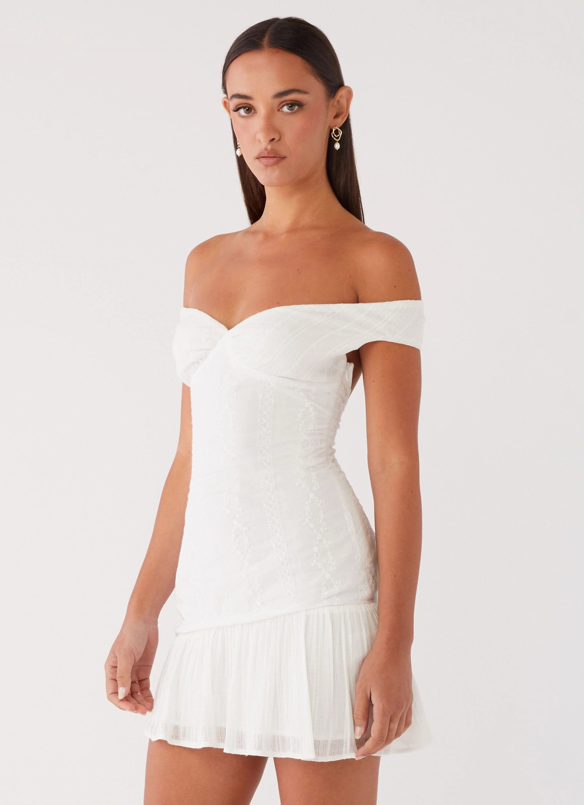 Family Glow Easy Going Gabby Ruffle Hem Mini Dress - Ivory