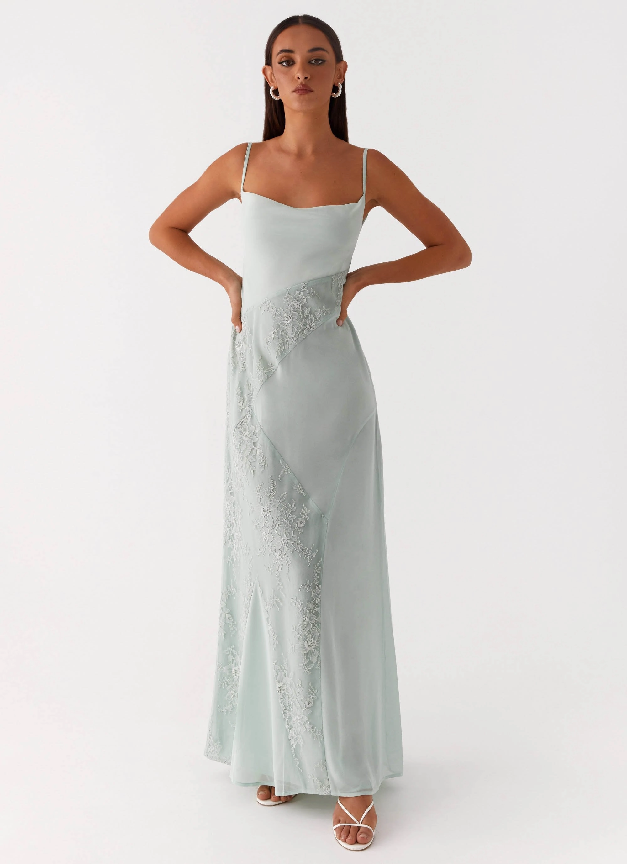 Relaxed Line Stylish Waistband Fit Gabriana Maxi Dress - Sage