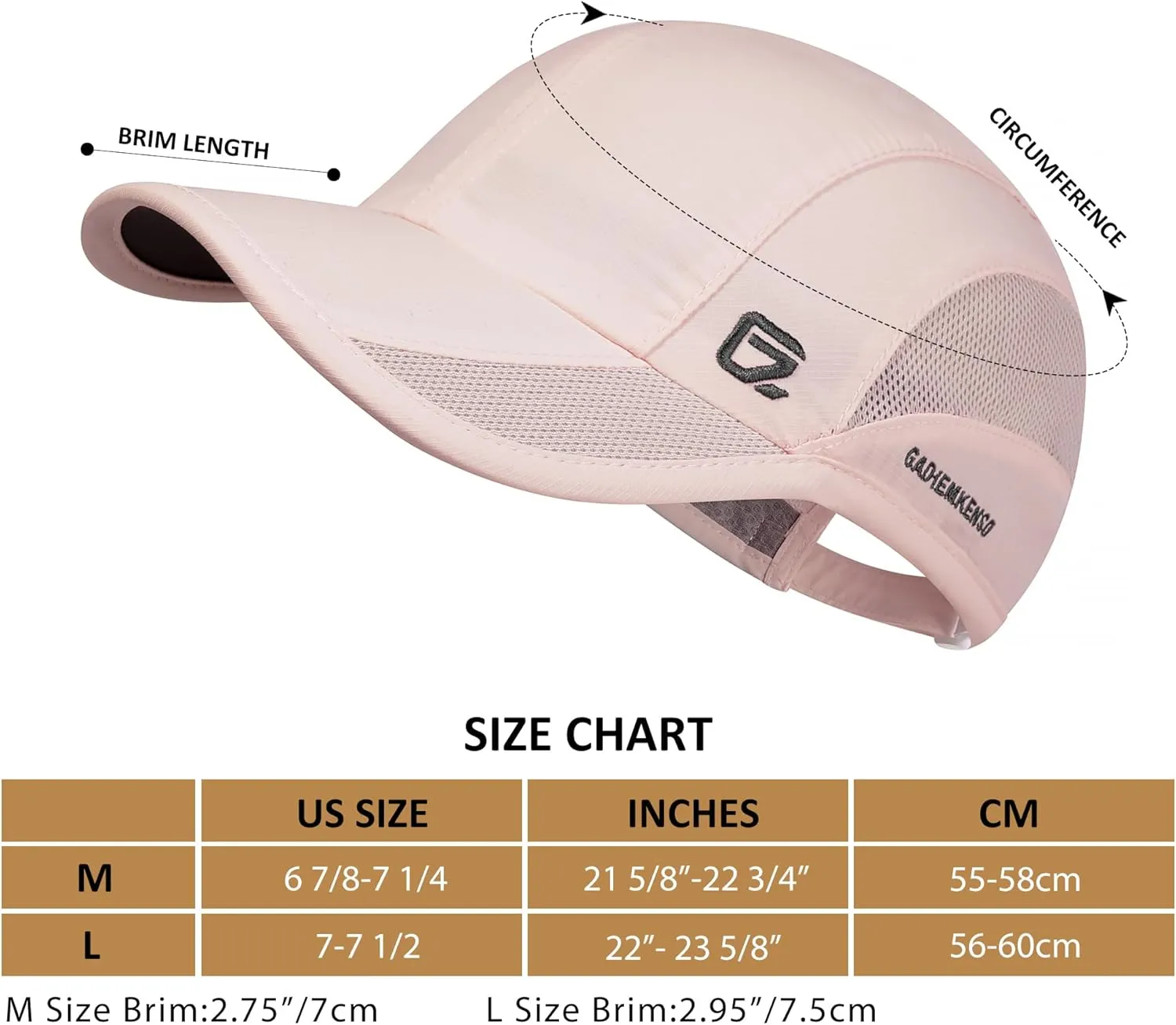 GADIEMKENSD Outdoor Running Hat Breathable Mesh