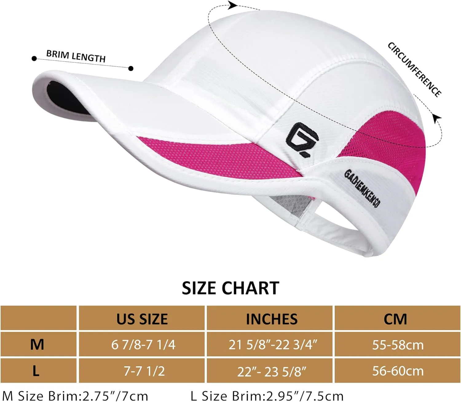 GADIEMKENSD Outdoor Running Hat Breathable Mesh