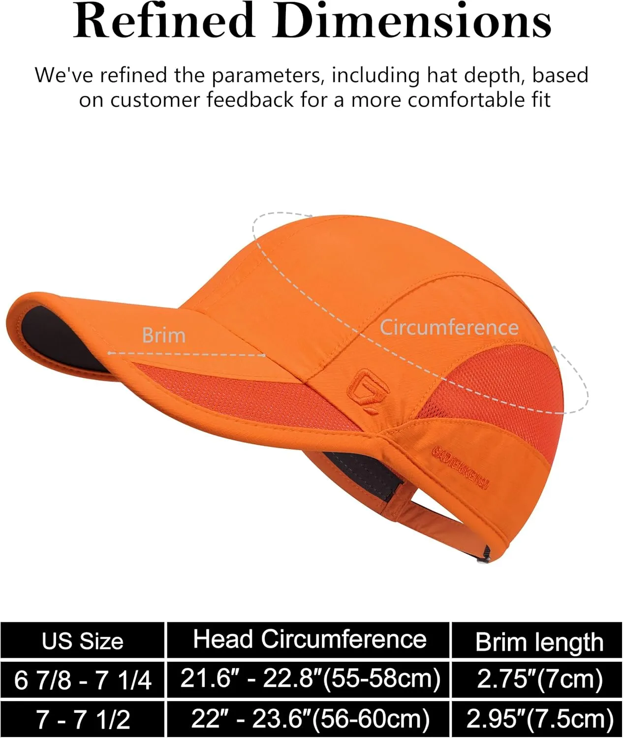 GADIEMKENSD Outdoor Running Hat Breathable Mesh