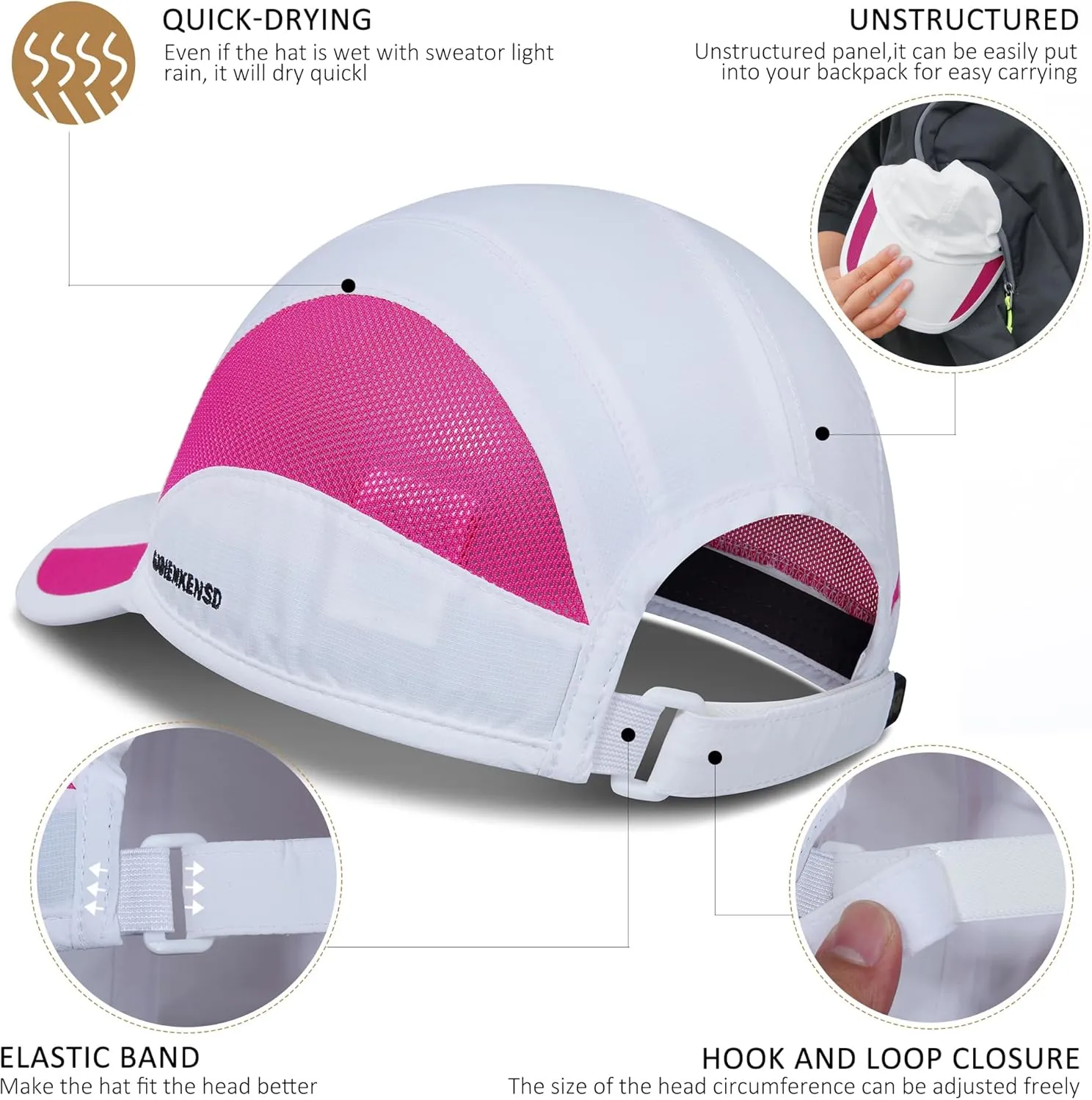 GADIEMKENSD Outdoor Running Hat Breathable Mesh