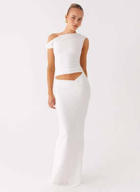 Galantis One Shoulder Maxi Dress - White Chill Base
