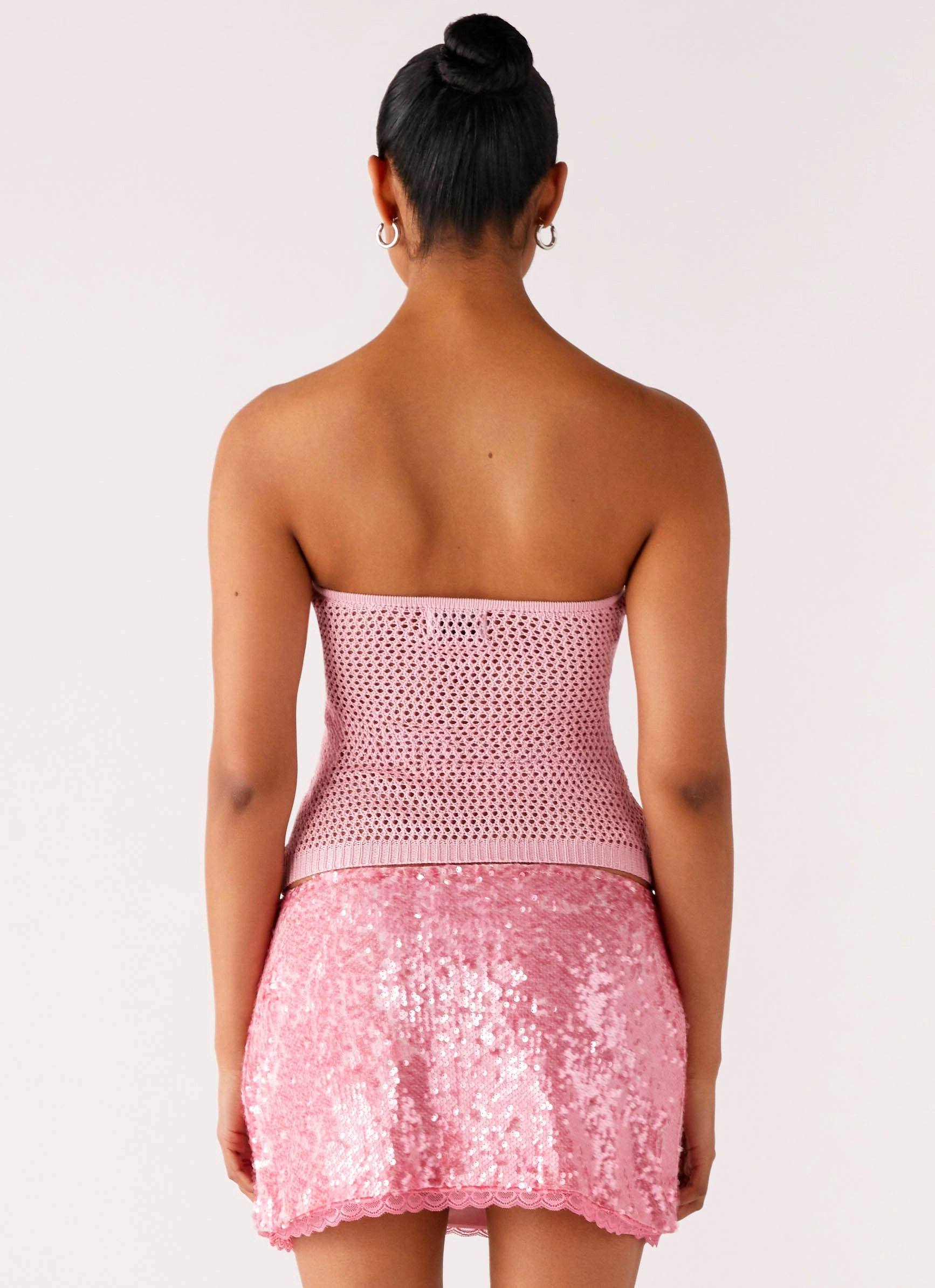 Buttery Soft Handfeel Soft Inner Lining Galia Crochet Top - Pink