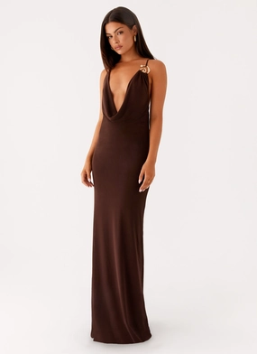 Game Player Maxi Dress - Chocolate Comfort and Elegance